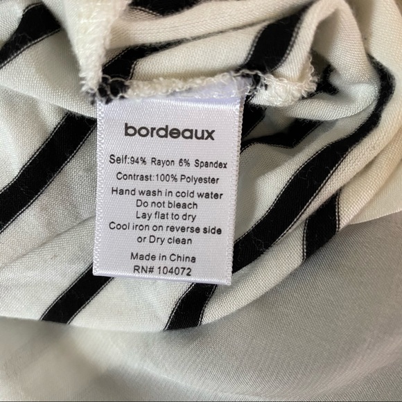 Anthro Bordeaux Strata Black White Striped Layered Look Tunic Top - Picture 8 of 9